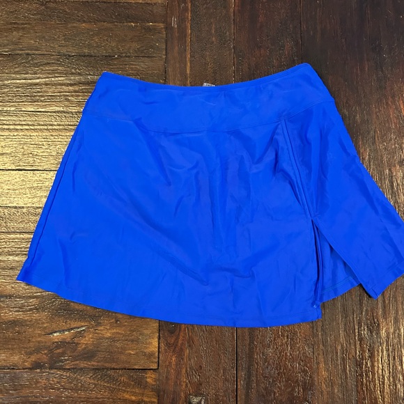 Bright Blue Halter Top and Swim Skirt Two Piece Bathing Suit - Picture 4 of 8